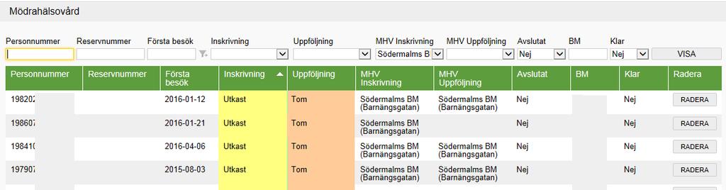 Sid 4(13) Filtrera i bevakningslistan I menyn kan du begränsa vad som visas utifrån olika urval.