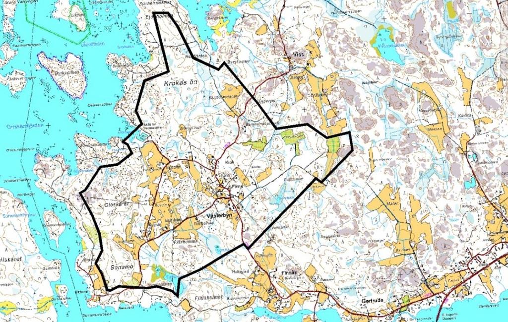 5 Bild 2. Områdets avgränsning. 1.3 Planens namn och syfte Planens namn är REVIDERING OCH UTVIDGNING AV VÄSTERBY DELGENERALPLAN.