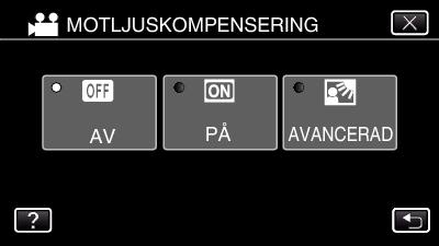 Inspelning Ställa in motljuskompensation Du kan korrigera bilden om motivet blir för mörkt på grund av motljus. 1 Välj det manuella tagningsläget. 5 Tryck på PÅ eller AVANCERAD.