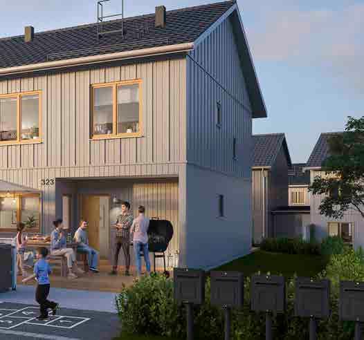 RUM EFTER BEHOV Parkvillans entréplan har generöst tilltagna utrymmen för social samvaro. Köket är öppet och integrerat, men kan göras om till en mer avgränsad del.