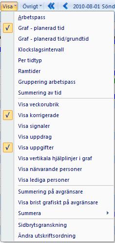 Visa uppgifter på med färg Du kan välja att presentera uppgifterna med färg i planeringen och under fliken