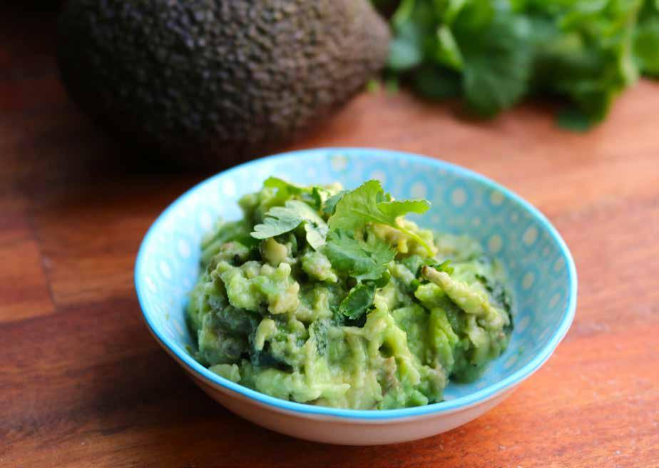 GUACAMOLE 1 PORTION 2,5 MSK ELEMENTAL 028 EXTRA NEUTRAL 1 AVOKADO 1 MSK HACKAD FÄRSK KORIANDER ½ TSK FINHACKAD CHILI (TA BORT KÄRNORNA OM DU VILL HA EN MILDARE SMAK) ¼ KLYFTA PRESSAD VITLÖK SALT,