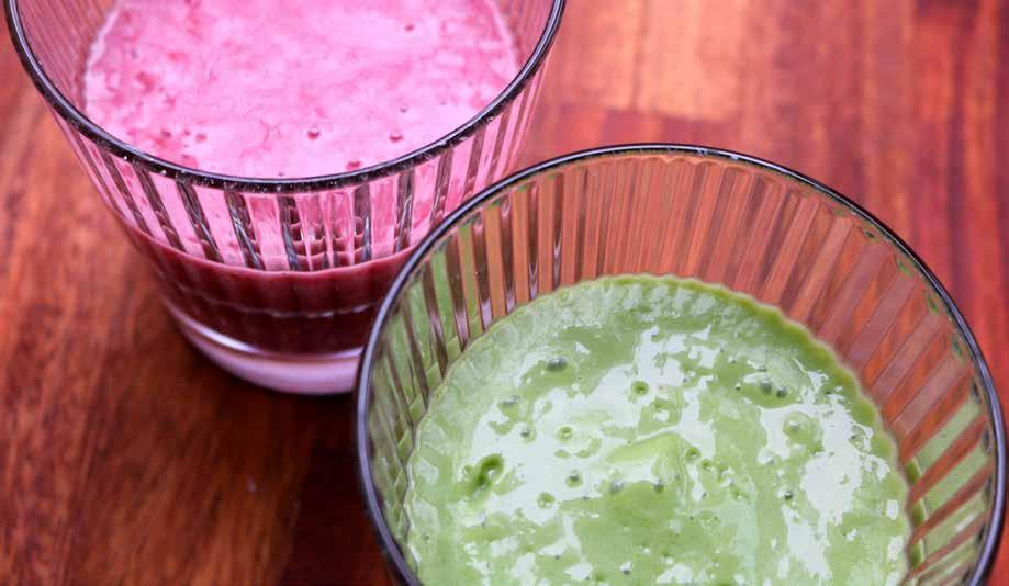 SMOOTHIES GRÖN SMOOTHIE 1 PORTION 2 ½ MSK ELEMENTAL 028 EXTRA NEUTRAL 1 DL KOKOSDRYCK* 1 DL FRYST MANGO 1 HANDFULL FÄRSK BLADSPENAT ¼ AVOKADO ½ MSK CITRONSAFT 2 KRM RIVEN FÄRSK/TORKAD INGEFÄRA HONUNG