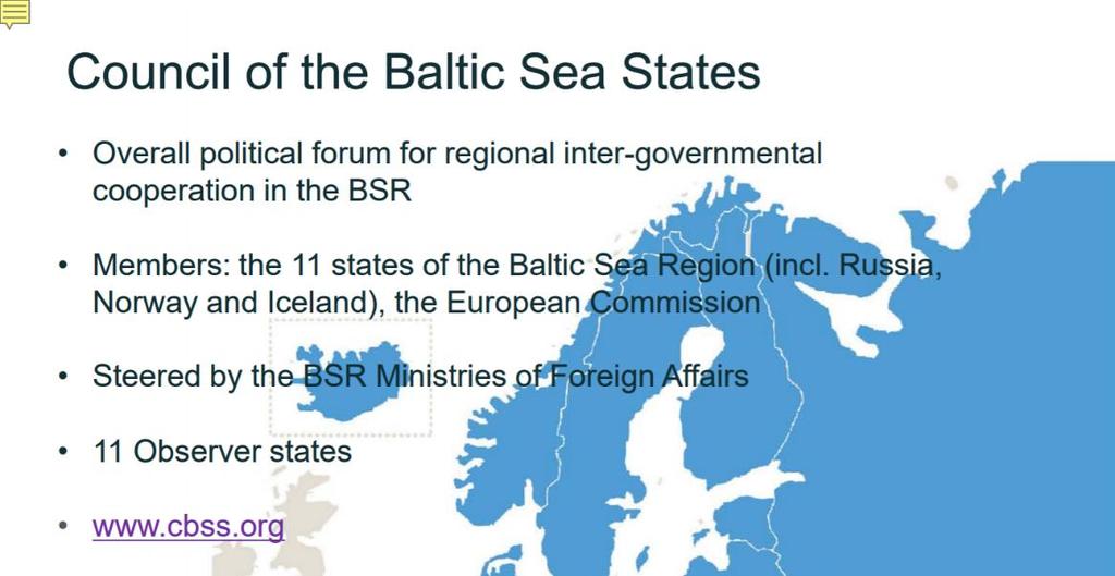 Där beskrivs samarbetet mellan de 11 länderna (inklusive Ryssland, Norge och Island) för att implementera Agenda 2030.