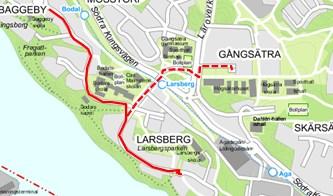 Figur 18 Ny linjesträckning linje 206 till Larsberg istället för Gångsätra gård.