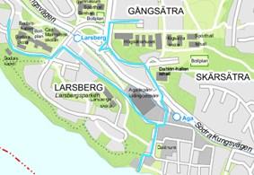 40(143 Figur 21 Ny linjesträckning linje 238. Från Högsätra: Vänster in på Lerbovägen och ny hållplats där, höger Mjölksurrevägen, igenom rondellen och in på Agaplanen.