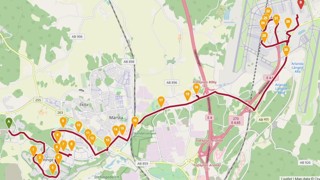 64(143 Figur 36 Föreslagen ny linjedragning för linje 589 Ny start- och sluthållplats Solurstorget, ny linjesträckning Solurstorget Trädgårdsallén, befintlig linjesträckning Västra Galaxvägen Östra