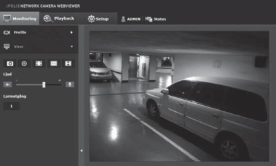 Använda Live-skärmen b c m n NÄTVERKSKONFIGURATION Post Övervakning b Upspelning c Inställningar Information om profilåtkomst Visningsskärmen Profiltyp Skärmoptimering Korrigera upplösningen Helskärm