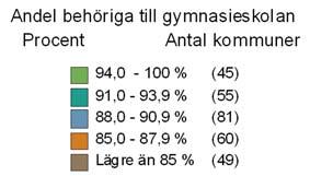 6 (7) Kommunala skillnader Följande redovisning av olikheter mellan kommuner baseras enbart på uppgifter från skolor med kommunal huvudman, dvs resultat från fristående skolor är inte med.