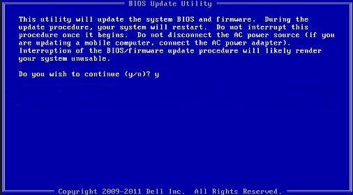 Figur 1. DOS-skärmen för BIOS-uppdatering Uppdatera Dell BIOS i Linux- och Ubuntu-miljöer Om du vill uppdatera systemets BIOS i en Linux-miljö, som till exempel Ubuntu, se http://www.dell.