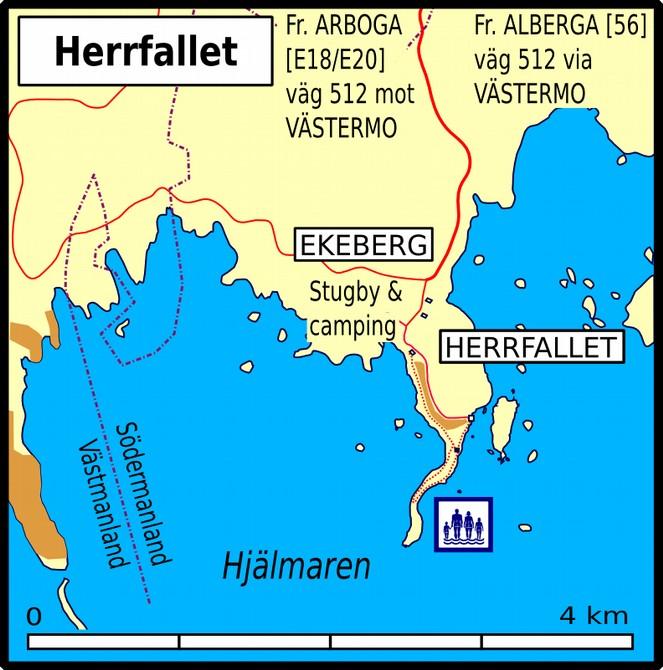 Södermanland Herrfallet ESKILSTUNA * En stugby och camping vid norra stranden av Hjälmaren, nakenbadet ligger på östra sidan av den smala udden i sydöst.