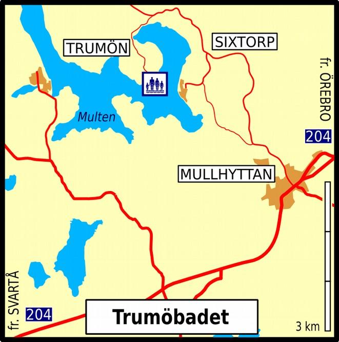 Närke Trumöbadet LEKEBERG * Sjön Multen ligger nordväst om Mullhyttan i västra Närke. Badet på norra sidan av sjön arrenderas av NBS och är textilfritt bad öppet för allmänheten.