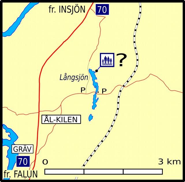 Dalarna Långsjön LEKSAND * Mellan Gagnef och Insjön, öster om riksväg 70 finns en "naturbadmöjlighet"