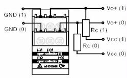 reläutgångar Koppling med PNP-transistor AQ1042
