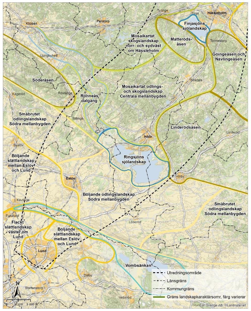 Figur 14. Landskapskaraktärsområden inom utredningsområdet. 5.3.1. Finjasjöns sjölandskap Området kring Finjasjön är flackt till svagt böljande.