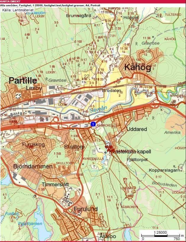 Större trafikleder (E20) finns i direkt anslutning till fastigheten. 2.2 Tomt Värderingsobjektet har en markareal av 3 295 kvadratmeter.