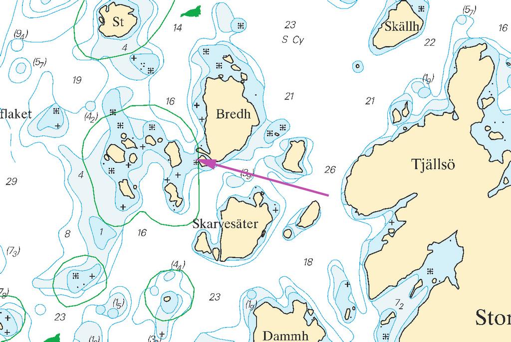 13 Nr 331 * 6840 Sjökort/Chart: 933, 9331 Sverige. Skagerrak. Lysekil. V om Storön. Ändring av djupinformation.