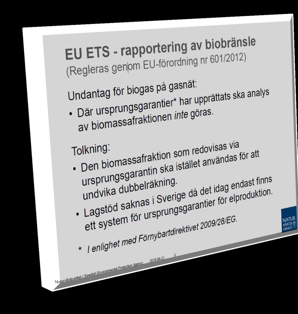 Biogas i EU ETS: Biogas som levererats via gasnät då? Kan utsläppsfaktor 0 användas för biogas som samdistribueras med naturgas i ett gasnät?