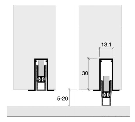 öppningscykeln. Tröskeln har mått 3 x 1,31 cm och klarar ett avstånd mellan 0,5 2 cm, se Figur 29. Figur 29: Tätningströskeln mått- och urtagsritning i mm (ASSA 2018).