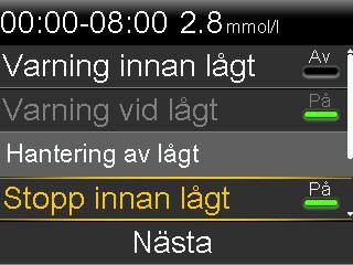 En skärm öppnas som visar tillgängliga inställningar för den valda tidsperioden. 6. Ställ in följande som du önskar: a.