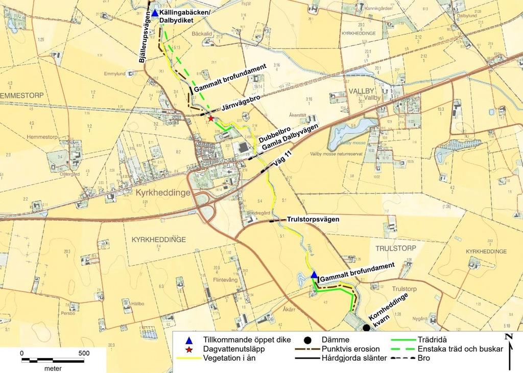Delsträcka 8 från Stora Bjällerup till Kornheddinge kvarn Figur 30. Höje å mellan Stora Bjällerup och Kornheddinge kvarn. På sträckan växer det mycket vegetation i ån.