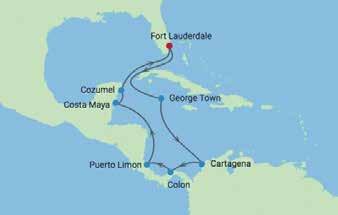 Man besöker Cartagena i Colombia med sin unika kolonialarkitektur och fortsätter till Colon vid mynningen av Panamakanalen, mästerverket av ingenjörskonst.