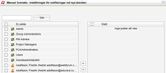 På projektnivån kan man sätta upp distributionslista för samtliga ärenden eller för en lista. När man gjort inställningar för en lista är det dessa som gäller för listan.