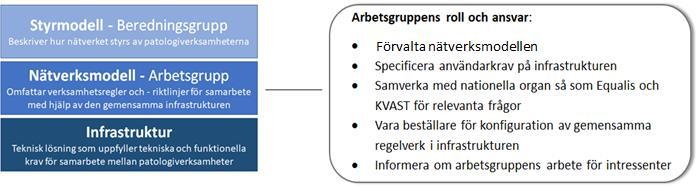 7 Nätverket För de patologiverksamheter som vill delta och samarbeta med varandra föreslås att de bildar ett nätverk, vilket är en organisatorisk samarbetsform som är lösare och föränderlig över
