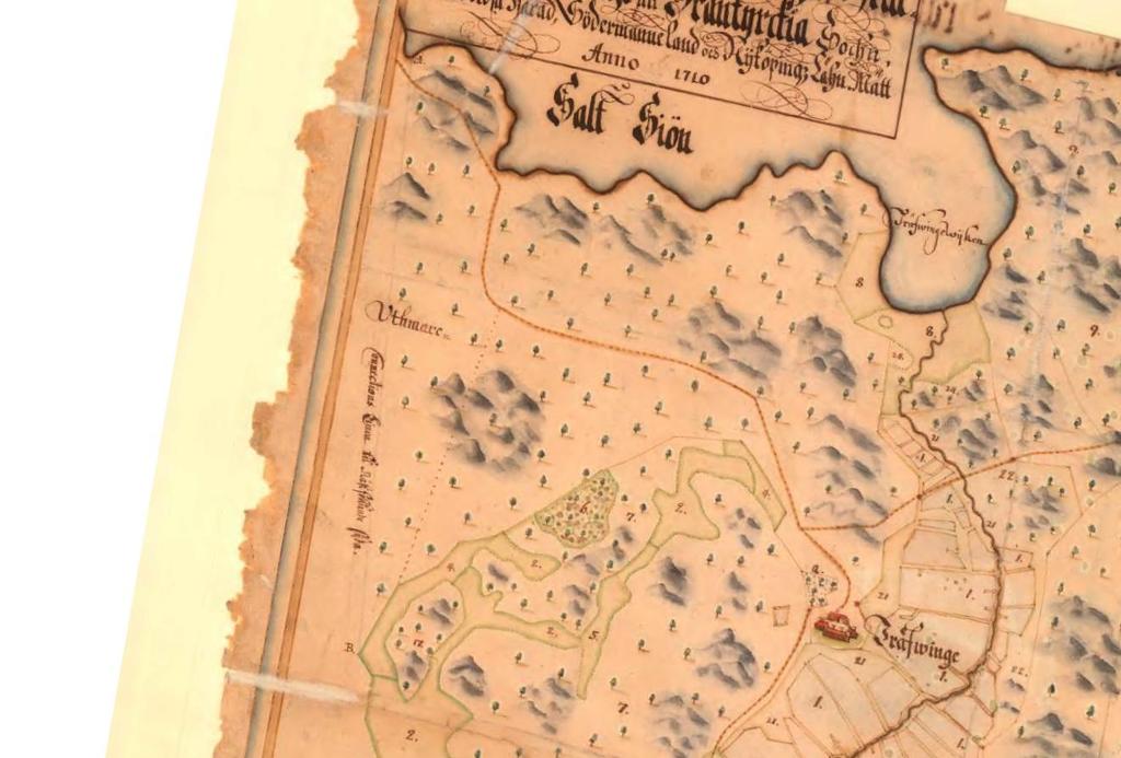 . Figur 3 Lantmäterikarta från 1710. På en karta över Drevinge från 1710 redovisas vägen mot Drevinge från Duvnäs.