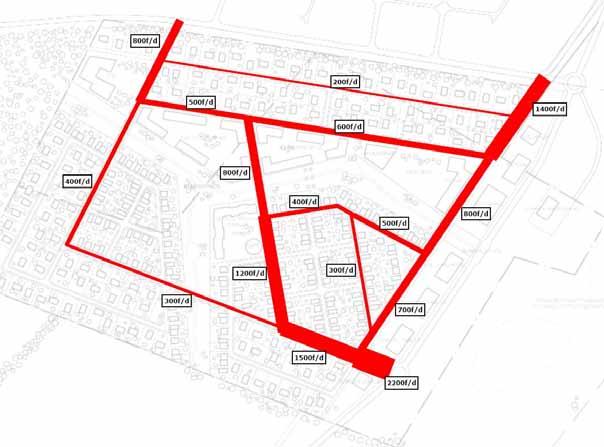 Raböll Akustik Rapport nuer 6129032789-2:2 5 (8) Bild 1. Trafikprognos för planorådet, vid fullt utbyggt oråde (Trafiksiffror 100510.pdf).