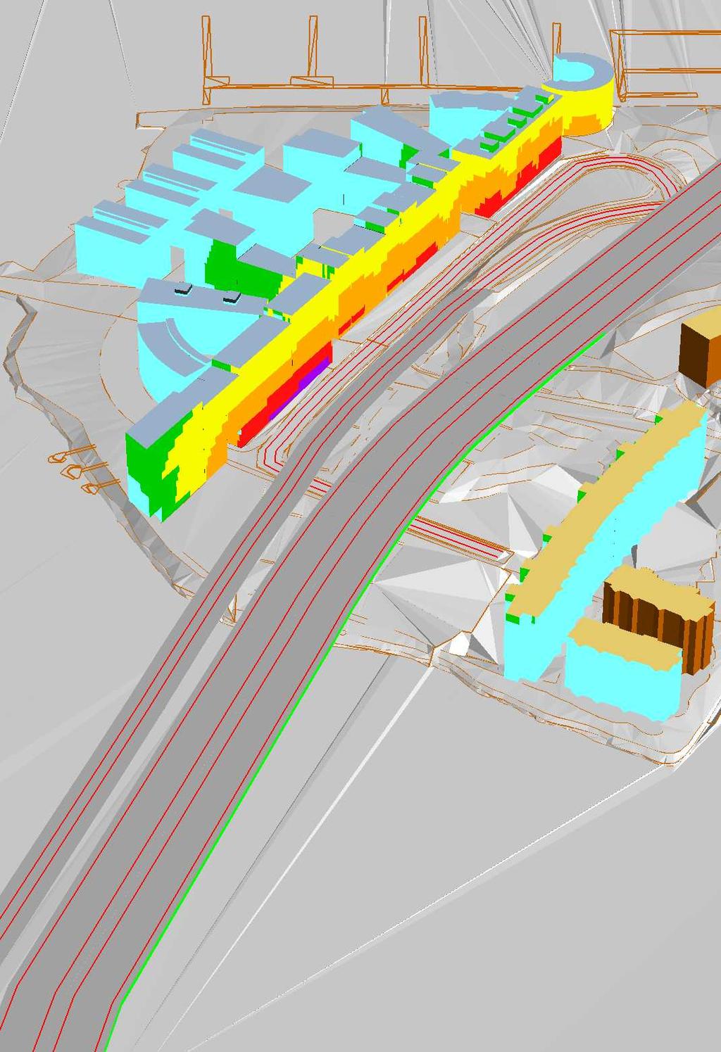 Primusgatan Gamla Essinge Broväg Essingeleden Norrut -> Beräkningsunderlag daterade 2014-02-28: Planerad bebyggelse enligt ritning.