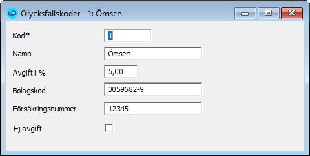 Du bo r sa ledes la gga upp minst en olycksfallskod pa dina ansta llda och ange ditt olycksfallsbolags FO-nummer da r: Bolagskoden ma ste vara ett giltigt FO-Nummer, da