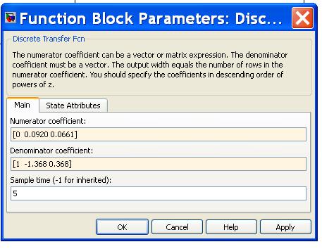 Introduktion till SIMULINK 9 Scope Step r 6.33 Gain Kr z z+0.52 u Discrete Transfer Fcn /C(z) 0.0920 z+0.066 z 2-.368 z+0.