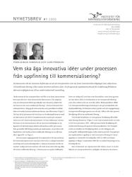 Inbjudan till och dokumentation av policyinriktade seminarier Aktuella forskningsrapporter: