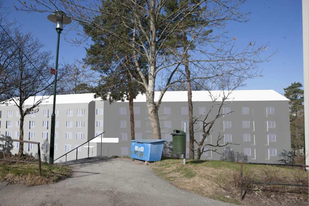SID 12 (14) Från Filipstadsbacken, till höger skymtar hushörnet på Fristadsbacken 50, fotopunkt C Planhandlingarna kommer att kompletteras till granskningsskedet.