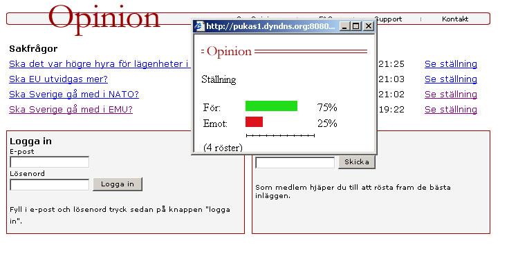 Bild 3: Resultatet av röstningen, sakfrågan Ska Sverige gå med i EMU?