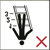 fristående stege med utskjutet stegelement eller på en trappa får du inte klättra högre än den/det av tillverkaren rekommenderade stegpinnen/steget och aldrig på de översta tre stegpinnarna/stegen