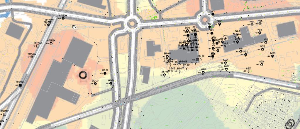 lägst +2,8 väster om Birger Svenssons väg till +14,1 i böjen på det gamla järnvägsspåret. 4.2 Geotekniska förhållanden 4.2.1 Jorddjup Enligt SGU:s jorddjupskarta varierar djup till berg mellan 0 och 20 m, se figur 1 samt bilaga 1.