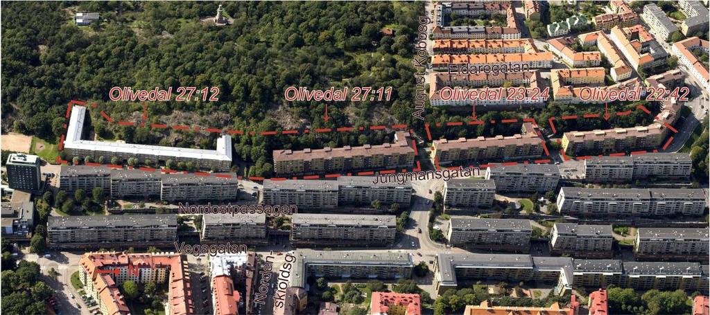 Utredningar, vilka biläggs handlingarna: Solstudier Bullerberäkning Sektioner Förutsättningar Läge Planområdet är beläget i centrala Göteborg i stadsdelen Olivedal.