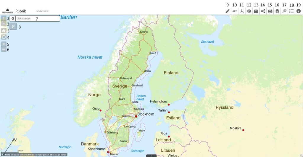 Välkommen till Hjälpen för Länsstyrelsens nya webbgis Länsstyrelsens webbgis är ett verktyg för att titta på kartor och söka information.