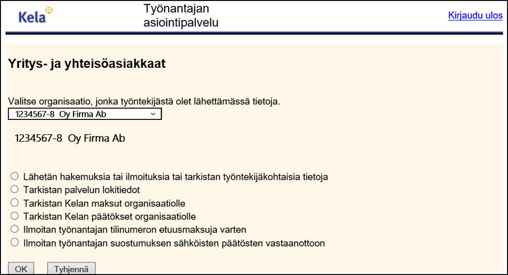 Kontroll av beslutsuppgifter 1/2 Välj Jag kontrollerar beslut till organisationen Alternativet syns om den inloggade