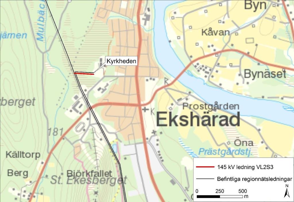 1 Inledning 1.1 Bakgrund och syfte Ellevio planerar att ansöka om förlängt tillstånd, nätkoncession för linje, för en befintlig 145 kv ledning benämnd VL2s3 vid Kyrkheden i Ekshärad, se Figur 1 nedan.