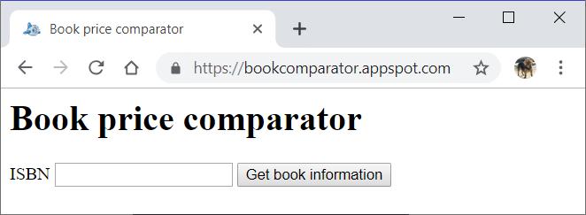 Formulario HTML <html> <head> <title>book price comparator</title> </head> <body> <h1>book price comparator</h1> <form action="/book"> <label>isbn <input type="text" name="isbn"> </label> <input