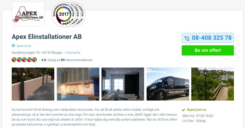 Få nya kunder genom er profil När ni ansluter ert företag till Reco kopplar vi på en call-to-action anpassad för er bransch. De kundförfrågningar ni får den här vägen hittar ni i ert företagskonto.