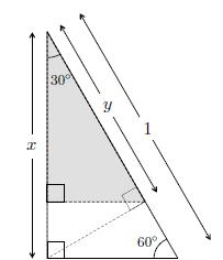 . Den skuggade topptriangeln är likformig med den stora triangeln. Om vi kan bestämma längdskalan ( y/ )kan vi sedan få fram areaskalan.