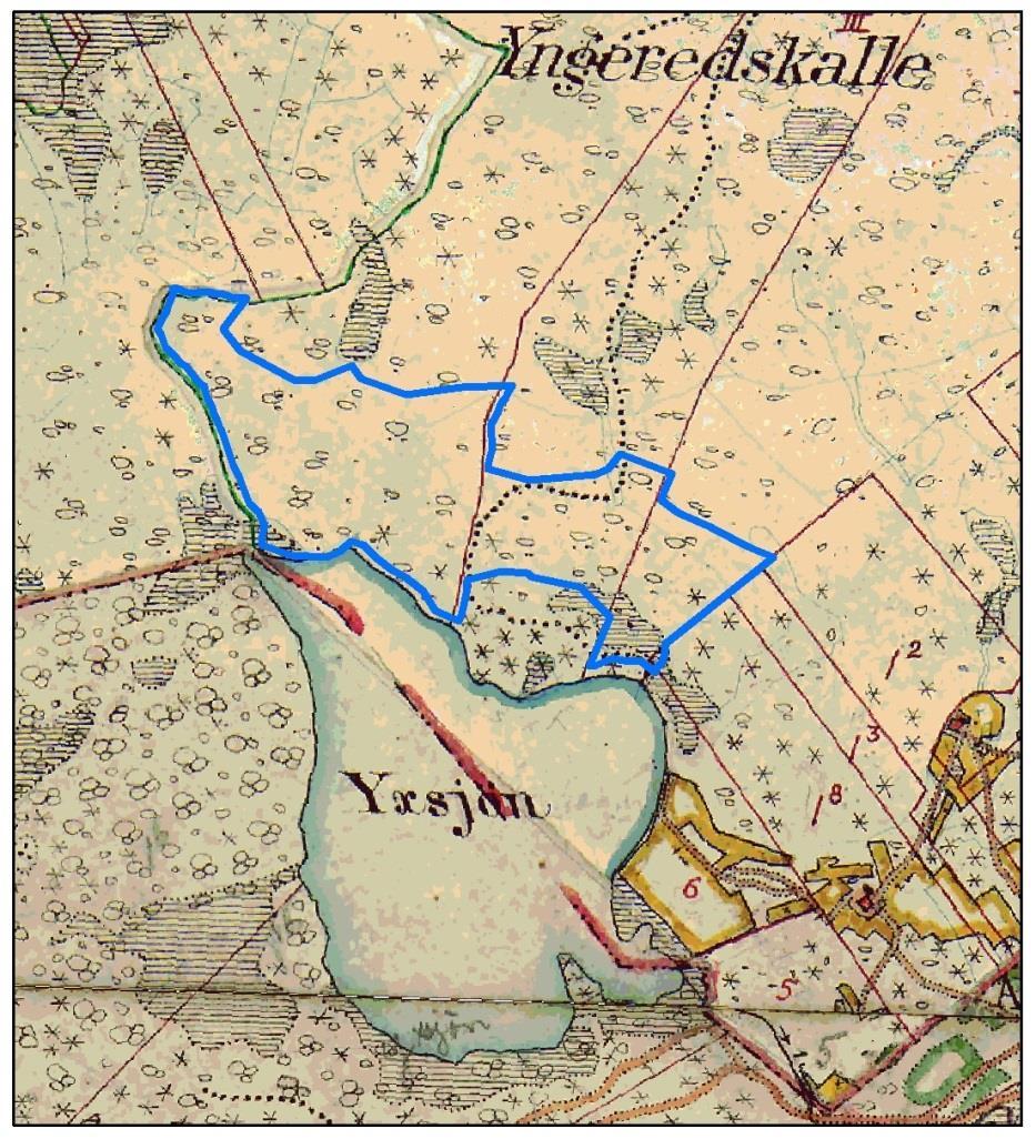 BILAGA 1 4 (9) Figur 1. Häradskartan från 1920-talet som visar Yxsjölidens dåtida utseende.