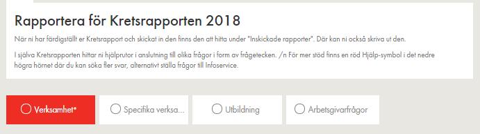 Kretsrapportens uppbyggnad Kretsrapporten har 4 avsnitt som ska fyllas i.