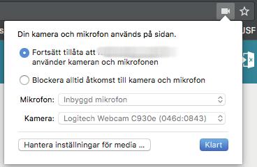 11 Kravspecifikation 11.1 Webbkamera Se till att du har en fungerande webbkamera installerad. Kontrollera att rätt enhet är vald i webbläsaren. 11.2 Webbläsare Tjänsten kräver att du använder webbläsaren Google Chrome eller Mozilla Firefox.