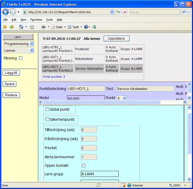 Välj ex larmgrupp A-LARM. Installation av Nimbus Alarm Server för Fidelix Installera programmet på servern. Nimbus Alarm Server kan också installeras på t ex en central PanelPC (ej Windows CE).