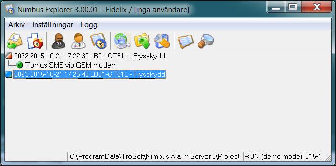 Samma information kan också användas för filtrering, ex motsvarar följande fält i Nimbus informationen från Fidelix: Nimbus beteckning Fidelix beteckning Exempel Tag Tag LB01-GT81_L Area Larmgrupp